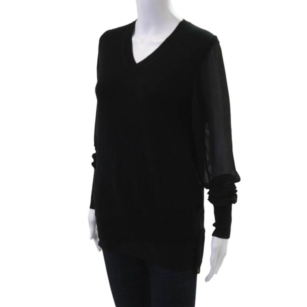 3.1 Phillip Lim Womens Black V-Neck Pullover Sweater Size S - Picture 2 of 6